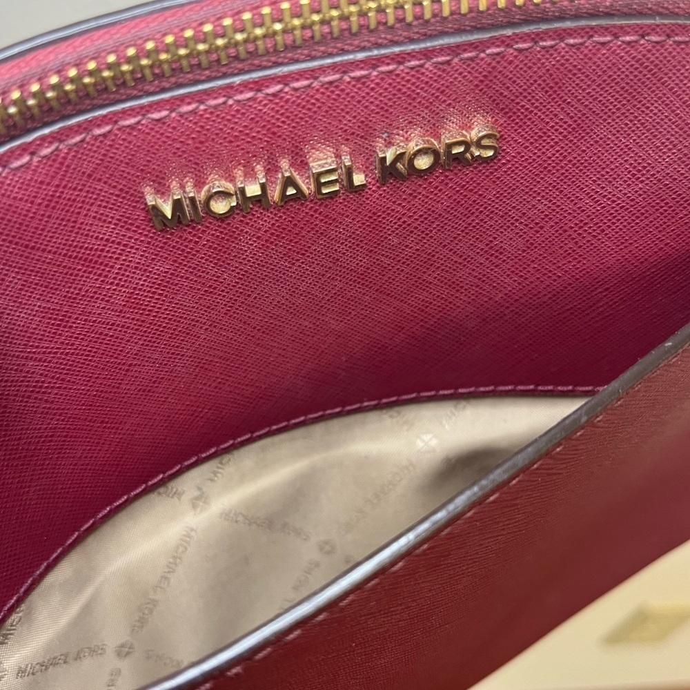 Michael Kors Cindy Saffiano Leather Crossbody Bag Burgundy - Picture 6 of 14
